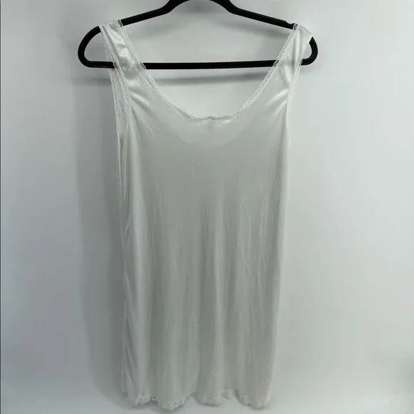 Vintage nylon lace detail knee length scoop neck boudoir lingerie slip sz XL - Picture 5 of 6